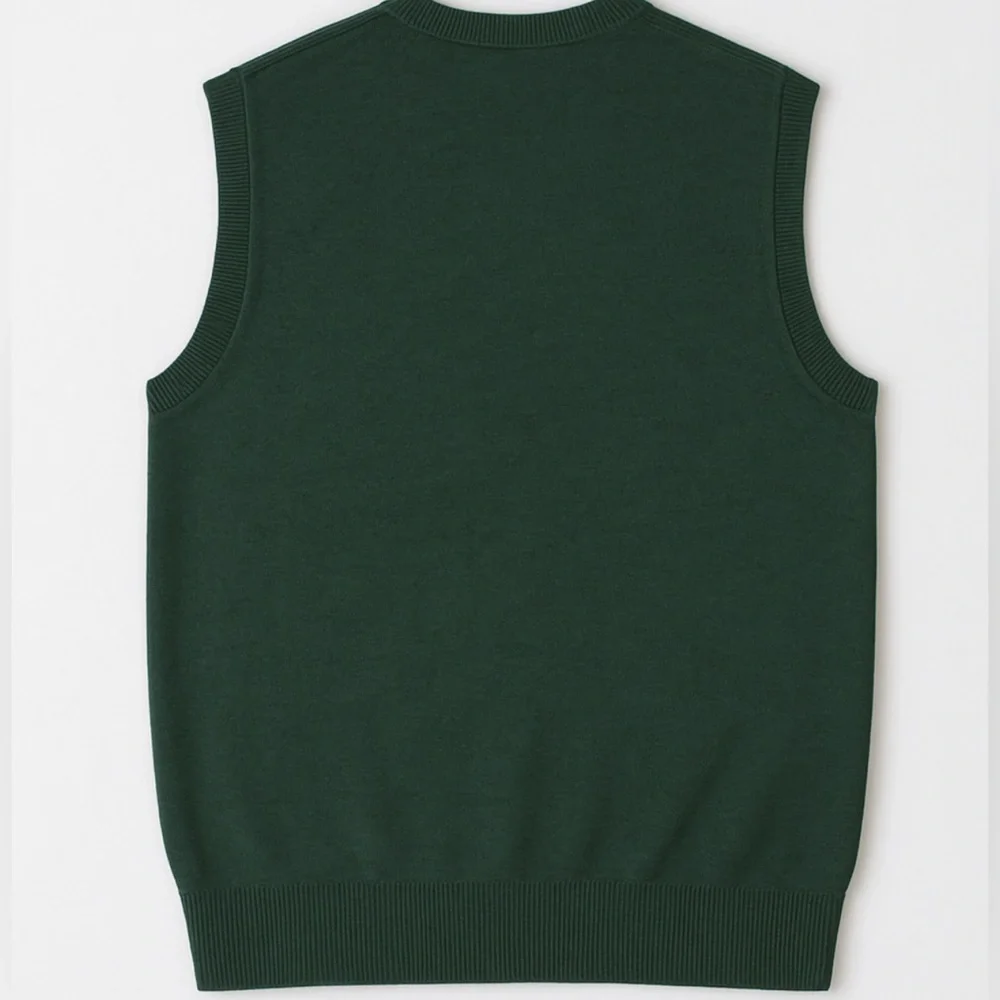 Turnbury Knit Extra Fine Merino Wool V-Neck Sweater Vest Green Men’s Size L - Picture 3 of 9